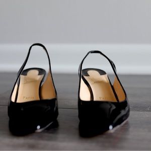 Christian Louboutin Kate 55 Patent Leather Slingbacks Shoes Black Women’s Size 9
